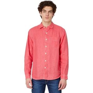 Tommy Bahama Mens Long Sleeve Button Down Shirt Coral Red Marlin Logo Sz L NWT